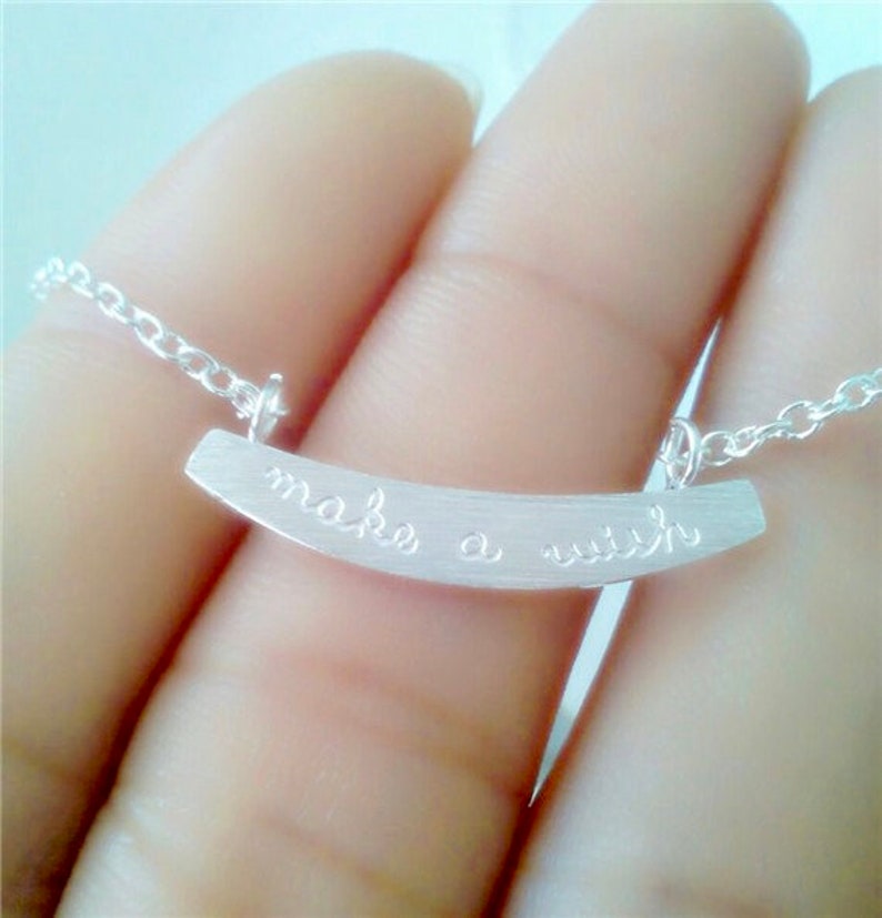Make A Wish Curved Bar Necklace
