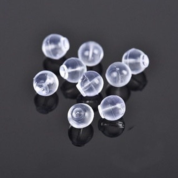 Pair of Secure, Clear, Transparent Comfort and Anti Allergy Earring Backings  for Earrings and Piercings 