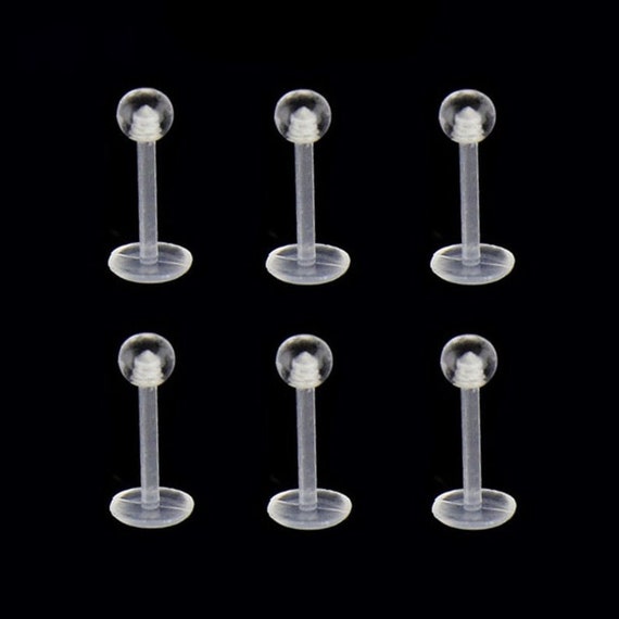 20g Stud Earrings Cartilage Piercing Flexible Bioflex Clear Ear Lobe Push-Fit Retainers Invisible Jewelry