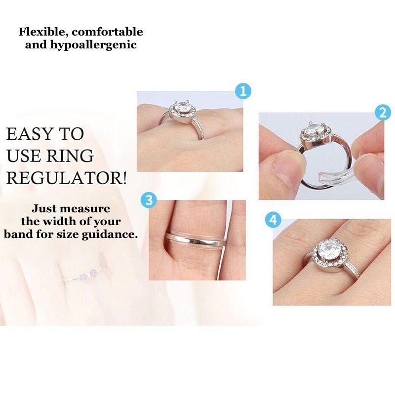 Flgo 8 Sizes Silicone Invisible Clear Ring Size Adjuster Resizer