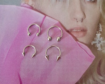 Horseshoe Piercing, Nose, Rook, Septum, Vertical Labret, Daith, Snake Bite, Cartilage Piercings In 316L Surgical Steel