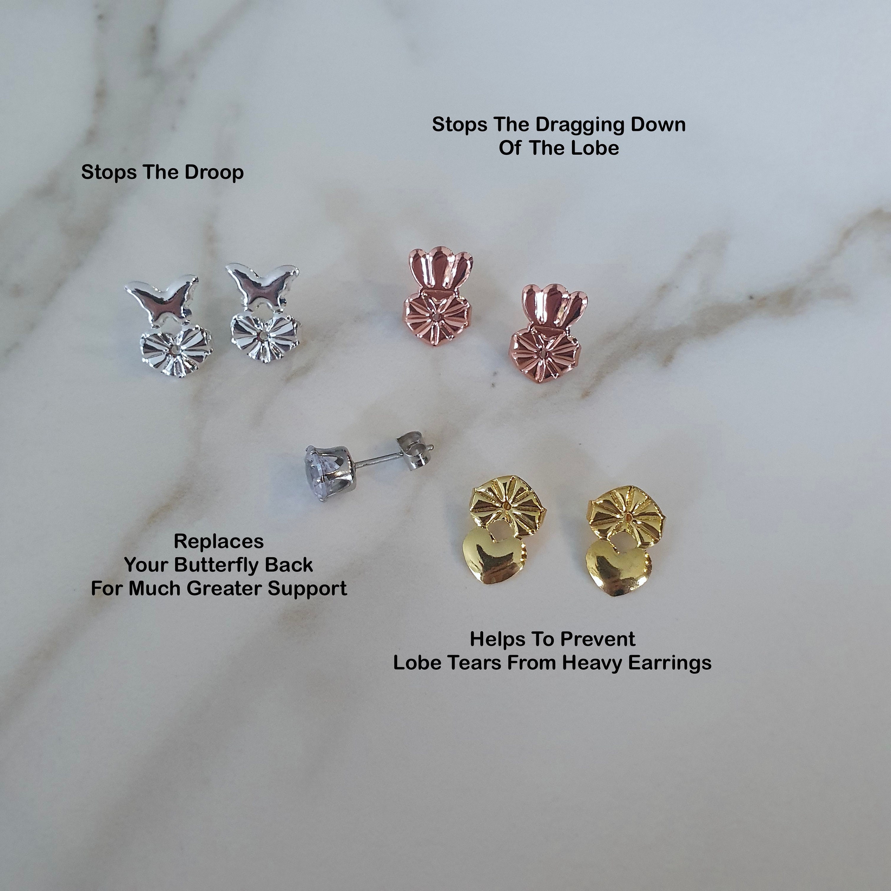 Stainless Steel Earring Backings Silver 5mm/6mm/9mm Earring Backs Pierced  Posts Secure for Studs Butterfly Earring Nut Stopper BEADNOVA 