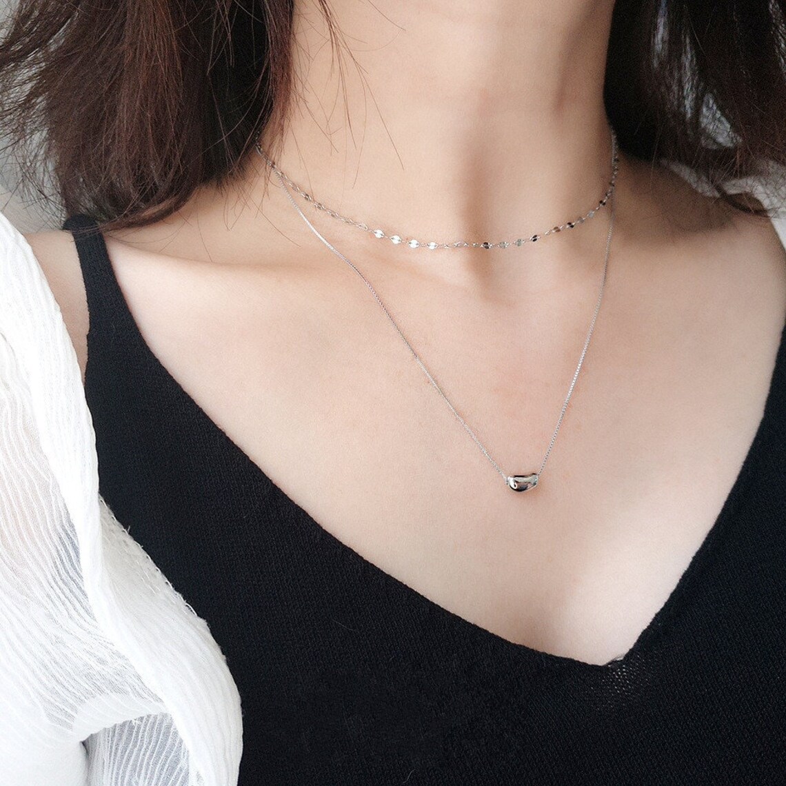 Little Bean Pendant Necklace Sterling Silver Etsy