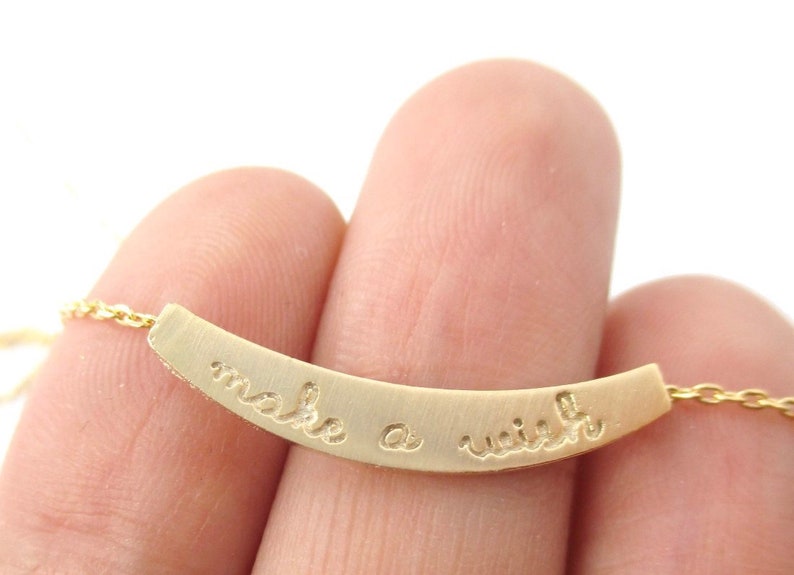 Make A Wish Curved Bar Necklace
