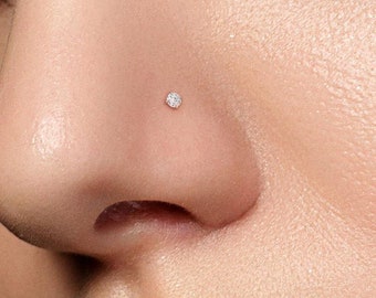 Dainty CZ Nose Stud Sterling Silver or 18K Gold Plated - Etsy Hong Kong