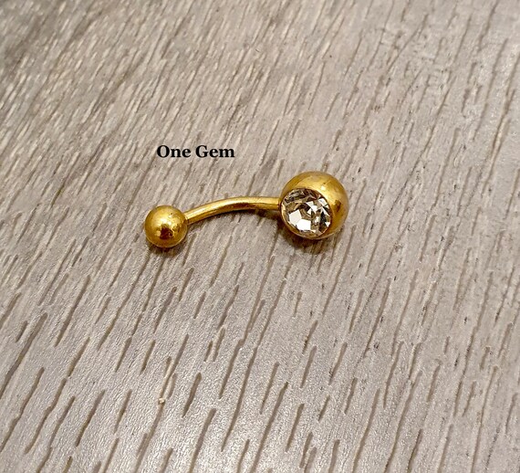 Curved Double CZ Gem Barbell Navel Piercing in Surgical Steel Etsy