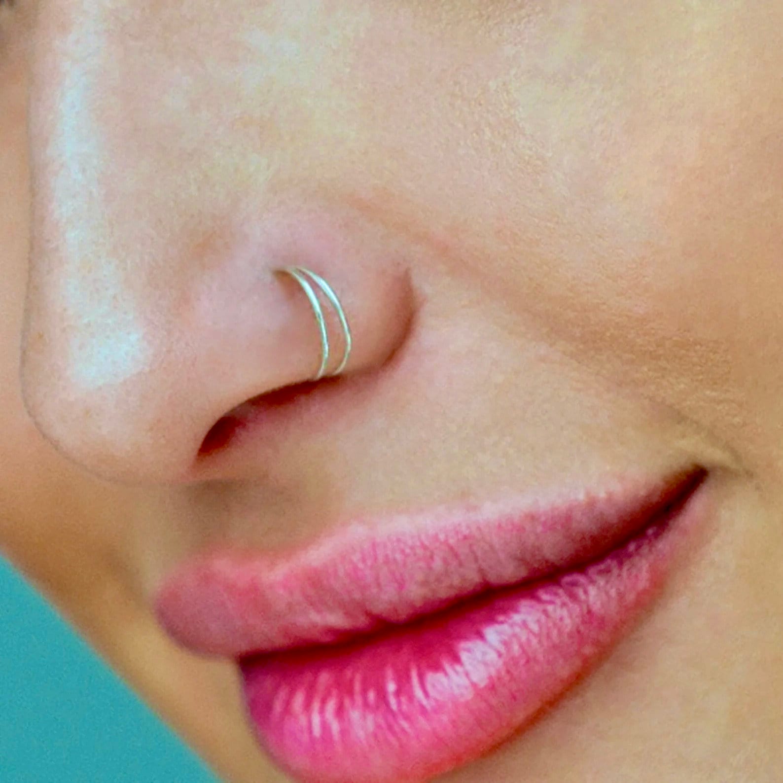 Dangle Cross Half Moon Gem Nose Stud Ring Piercing Jewelry in 2023