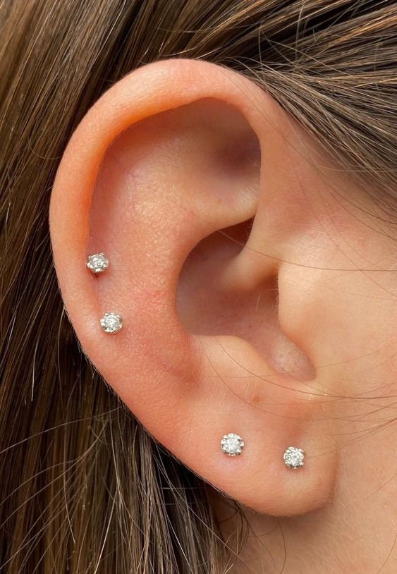 White Cz Screw Back Earring, Diamond Ball End Earring, Cartilage, Tragus  Earrings, Small Earrings, Tiny Earrings, Helix, Conch Stud, 1.5mm 