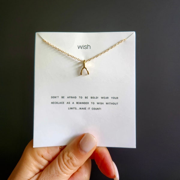 Wishbone  Necklace, Inspirational, Carded Message Jewellery, Mental Health Gift