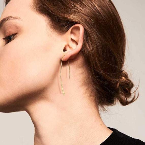 Minimalist Wishbone Threader Earrings Hypoallergenic Jewellery Etsy