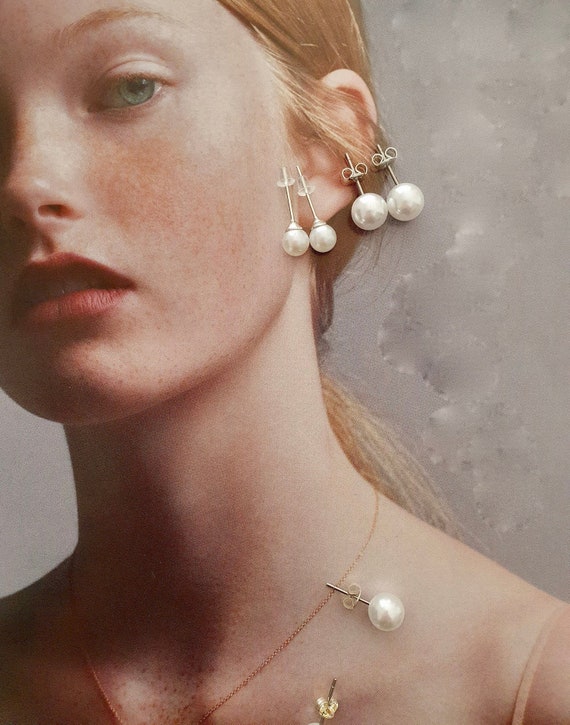 Etsy pearl stud earrings deals