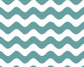 Wave in Color Teal Door Riley Blake Designs Katoen Quilting Stof per meter (1,1 yard)