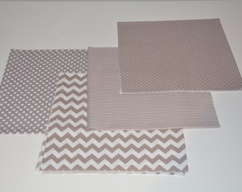 4 stuks Fat Quarter GREY stoffenpakket