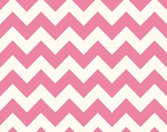 Medium Chevron op Cream - Hot Pink Door Riley Blake Designs Katoen Quilting Stof per meter (1,1 yard)
