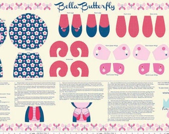 Flutterberry Butterfly Doll Panel P4592-Navy - Riley Blake Designs - Katoen -