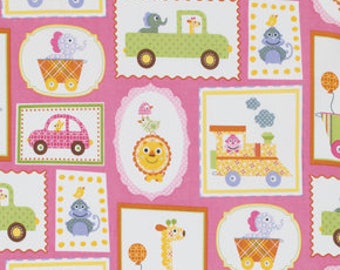 Dena Fishbane Happi - Circus Frames Pink, Cotton Quilting Fabric by meter (1.1 yard), Free Spirit Fabrics,