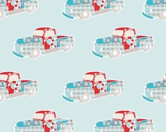 Spice Truck Blue, Cotton Quilting Fabric zijn meter (1.1 yard), Riley Blake Design,