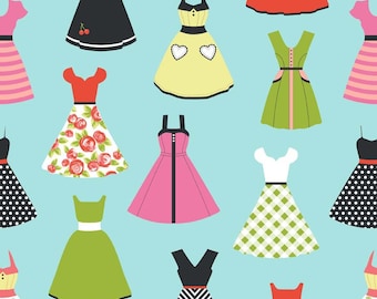 Samantha Walker - Nieuwigheid - Jurken Aqua Door Riley Blake Ontwerpen Katoen Quilting Stof voor meter (1.1 yard)