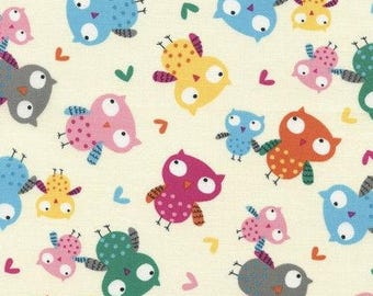 Uilen op crème van By Timeless Treasures Quiltstof per meter (1,1 yard), RBD