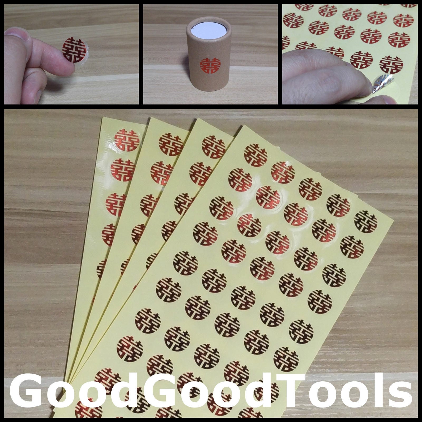8 Style to Choose 200 Pcs 2cm Chinese Double Happiness Sticker 