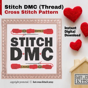Stitch DMC (Thread) cross stitch pattern pdf || inspired by Run-D.M.C. logo, rap hip-hop music pun embroidery wall art [INSTANT DOWNLOAD]
