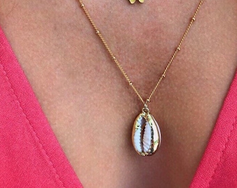 Gold Cowrie Shell Perlen Halsband Halskette