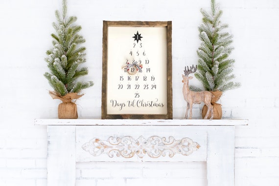 Days Until Christmas Sign Advent Calendar Christmas Decor