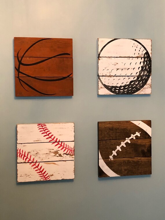 Sports Sign Basketball Decor Football Sign Baseball Hockey Sign Soccer Sign Sports Decor Golf Decor Kids Room Decor