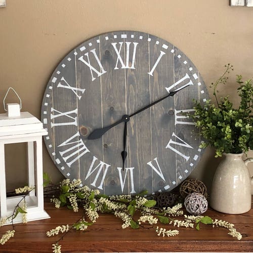 Large Farmhouse Clock 30 Wall Clock Farmhouse Decor Etsy