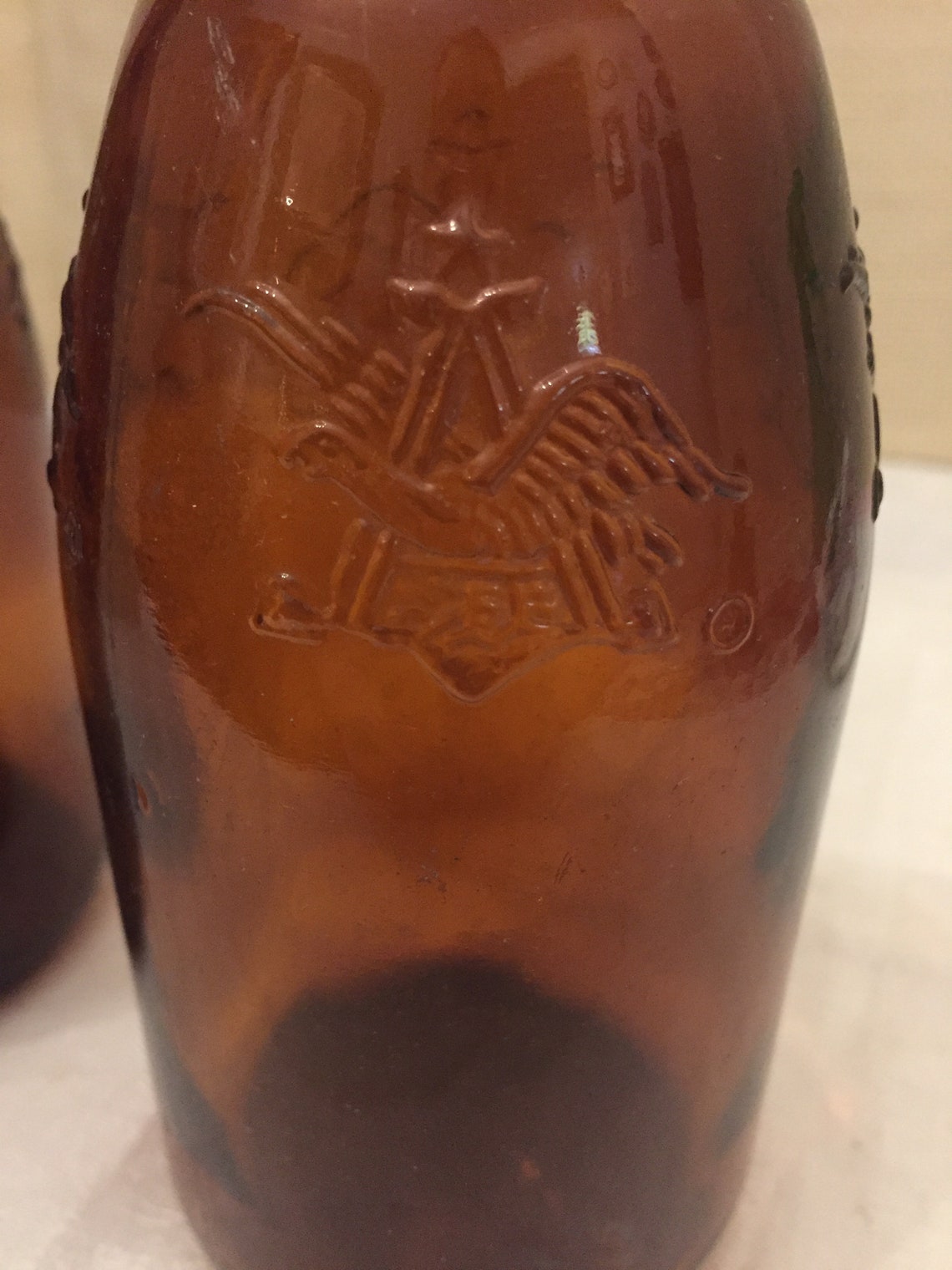 Two Vintage Anheuser Busch Beer Bottles with Embossed Eagle Etsy