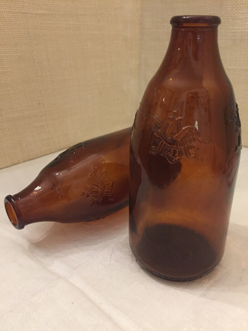 Two Vintage Anheuser Busch Beer Bottles with Embossed Eagle Etsy