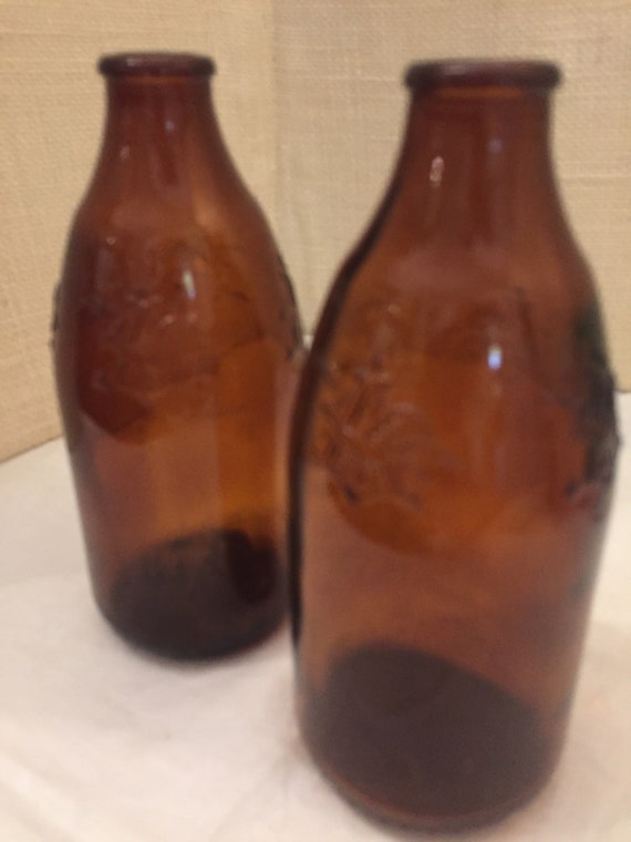 Two Vintage Anheuser Busch Beer Bottles with Embossed Eagle Etsy