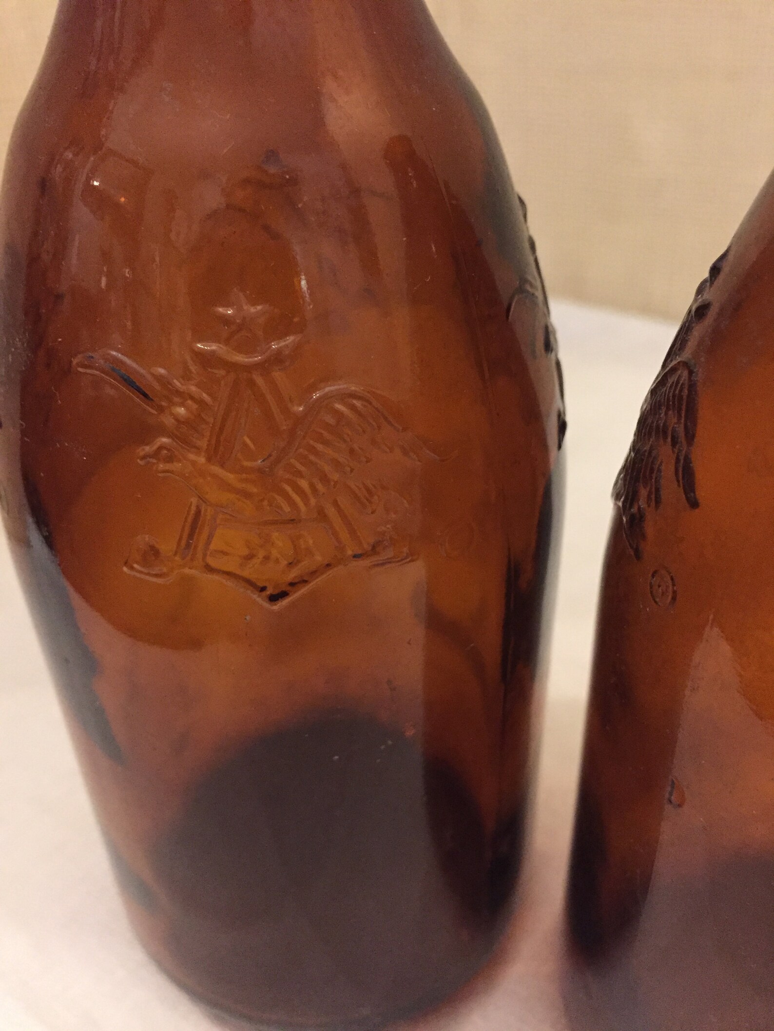 Two Vintage Anheuser Busch Beer Bottles with Embossed Eagle Etsy