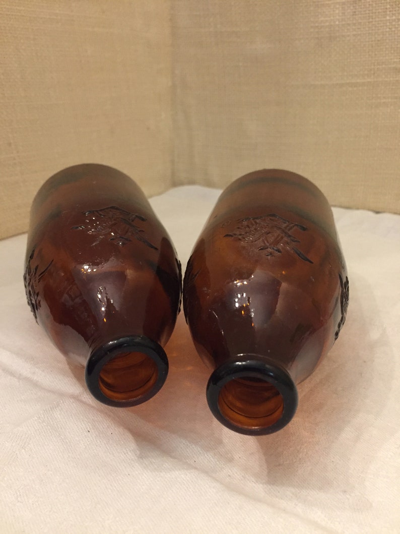 Two Vintage Anheuser Busch Beer Bottles with Embossed Eagle Etsy