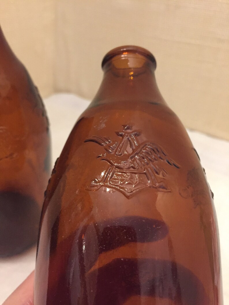 Two Vintage Anheuser Busch Beer Bottles with Embossed Eagle Etsy