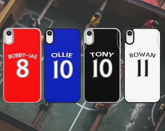 Personalised Football kit phone case Colour designs Custom Phone Case for most iPhone, iPod and Samsung Galaxy - Red Blue Black or White