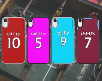 Personalised Football kit phone case Colour designs Custom for most iPhone, iPod and Samsung Galaxy • Red • Pink • Sky blue • Claret •