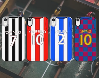 Personalised Football kit phone case Stripe designs Custom Phone Case for most iPhone, iPod and Samsung Galaxy Black / White - Red / White