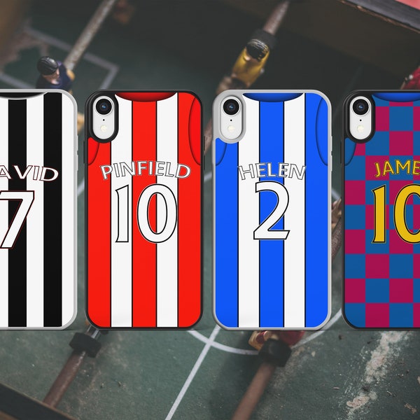 Personalised Football kit phone case Stripe designs Custom Phone Case for most iPhone, iPod and Samsung Galaxy Black / White - Red / White