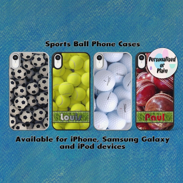 Sports Balls Phone Case - Personalised or Plain for most iPhone iPod and Samsung Galaxy / Football / Tennis / Golf / Cricket - Birthday Gift