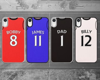 Personalised Football kit phone case Colour designs Custom Phone Case for most iPhone, iPod and Samsung Galaxy - Red Blue Black or White