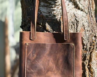 Leren Charlie-draagtas | Handgemaakte leren schoudertas | Dagelijkse draagtas | Western rustieke leren tas | Alternatief voor luiertas