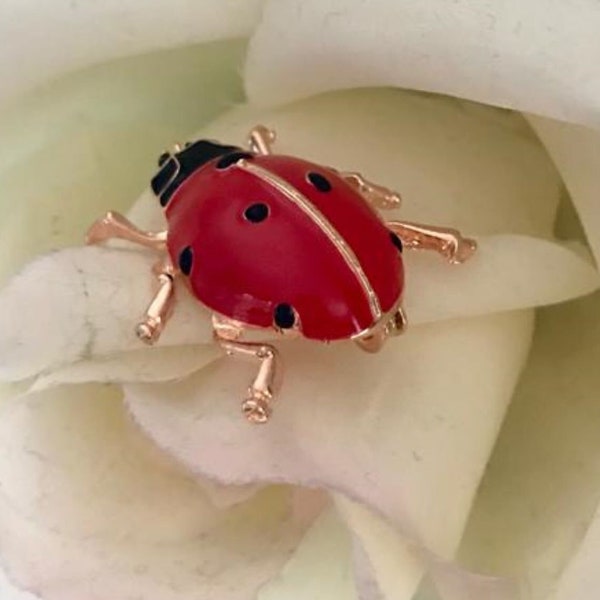 Red Ladybird Brooch, Enamel Ladybug Brooch, Mothers Day Jewellery GIFT WRAPPED