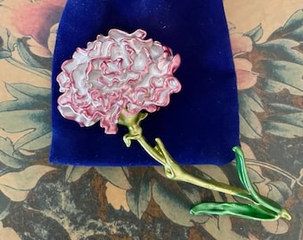 Pink Carnation Flower Brooch for Women, Floral Jewellery, Gift Wrapped