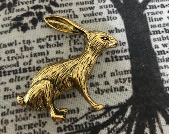 Vintage Inspired Golden Hare Brooch: Rabbit Jewelry Gift