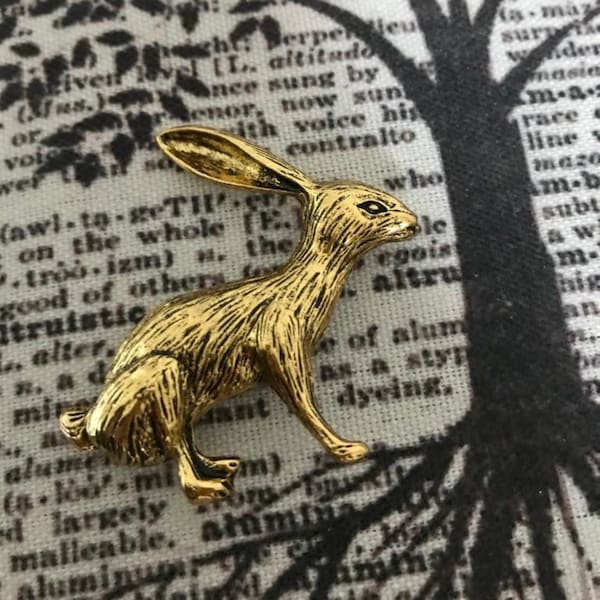 Grande broche lapin, magnifique broche lapin ou lièvre d'inspiration vintage, bijoux pour femme dans un sac cadeau