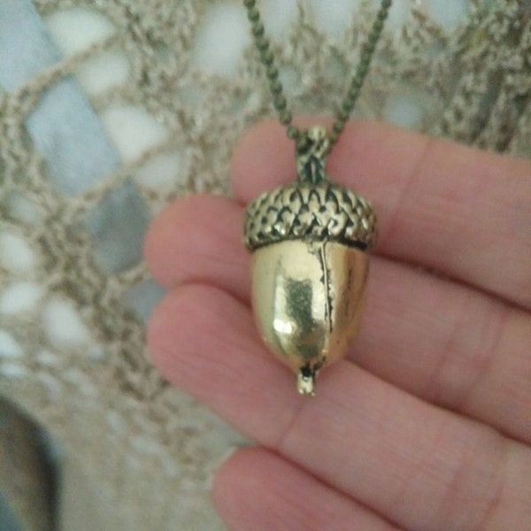 Gold Acorn Necklace Etsy