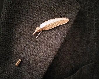Gift Wrapped Feather Jewellery Suit Accessory Business Gift Gold Lapel Pin for Men