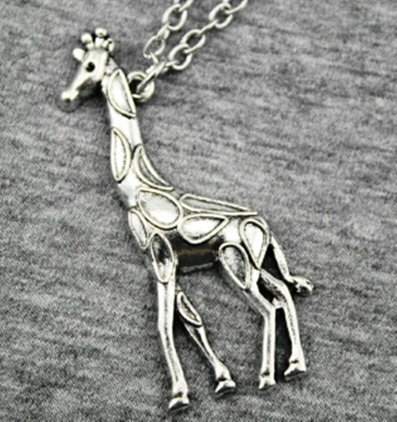 Giraffe necklace African necklace for herhim silver giraffe charm pendant and chain giraffe jewelry giraffe gift for her