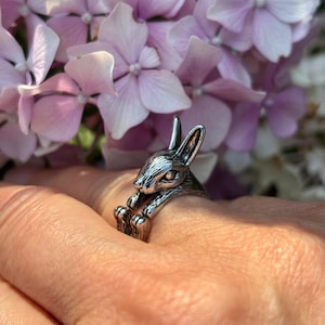 Silver Rabbit Ring: Adjustable Bunny Wrap Ring